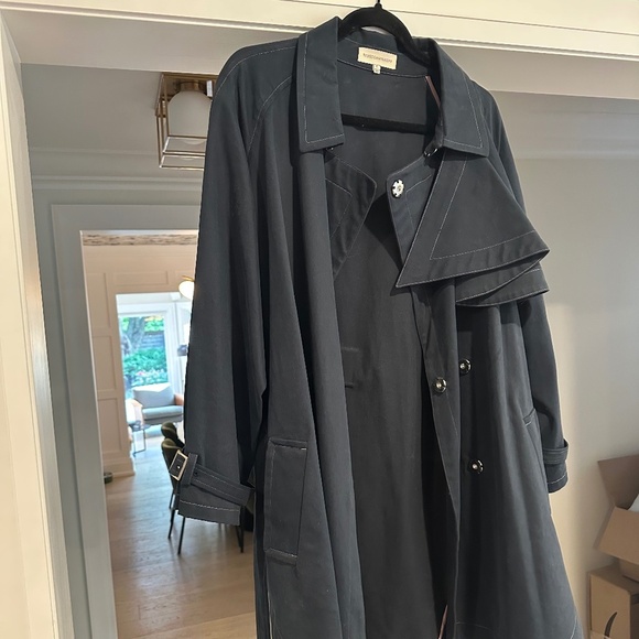 Rebecca Minkoff Navy Blue Trench Coat - Size L - Picture 5 of 13